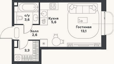 Планировка: Студия, 28,2 м²