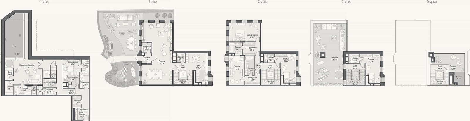 Планировка: 4+ к, 431,7 м²