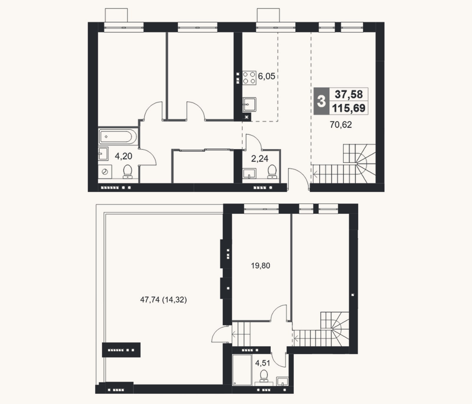 Планировка: 4+ к, 101,4 м²