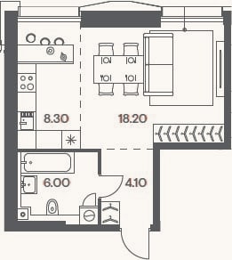 Планировка: Студия, 36,6 м²