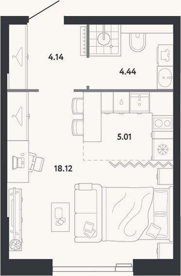 Планировка: Студия, 31,7 м²