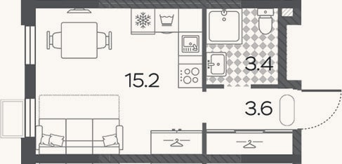 Планировка: Студия, 22,2 м²
