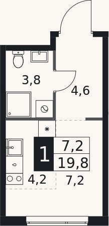 Планировка: Студия, 19,8 м²