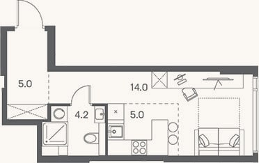 Планировка: Студия, 28,2 м²