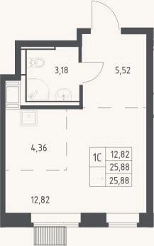 Планировка: Студия, 25,9 м²