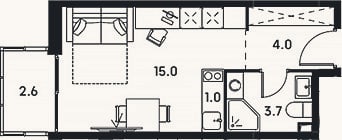 Планировка: Студия, 23,7 м²