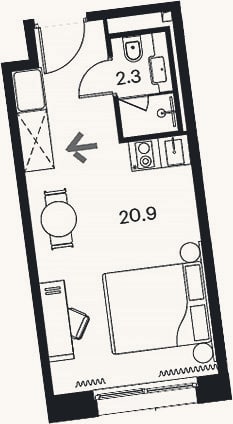Планировка: Студия, 23,2 м²