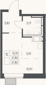 Планировка: Студия, 21,8 м²