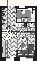 Планировка: Студия, 41,3 м²