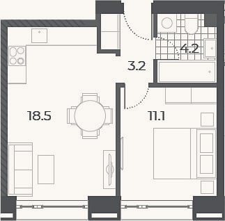 Планировка: 2-к, 37 м²