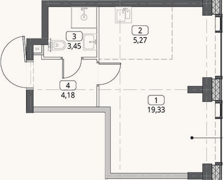 Планировка: Студия, 32,2 м²