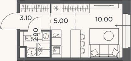 Планировка: Студия, 21 м²