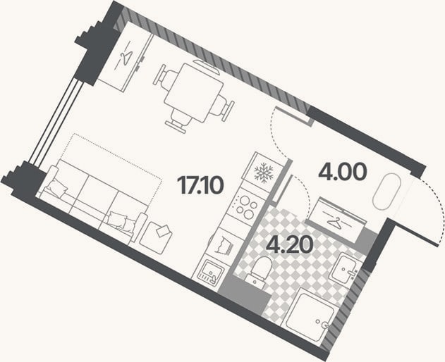 Планировка: Студия, 25,3 м²