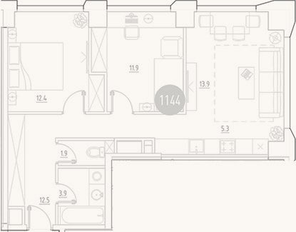 Планировка: 3-к, 61,8 м²