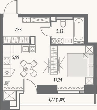 Планировка: Студия, 36,2 м²