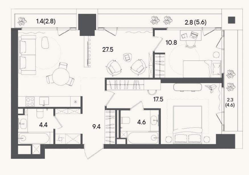 Планировка: 3-к, 72,1 м²
