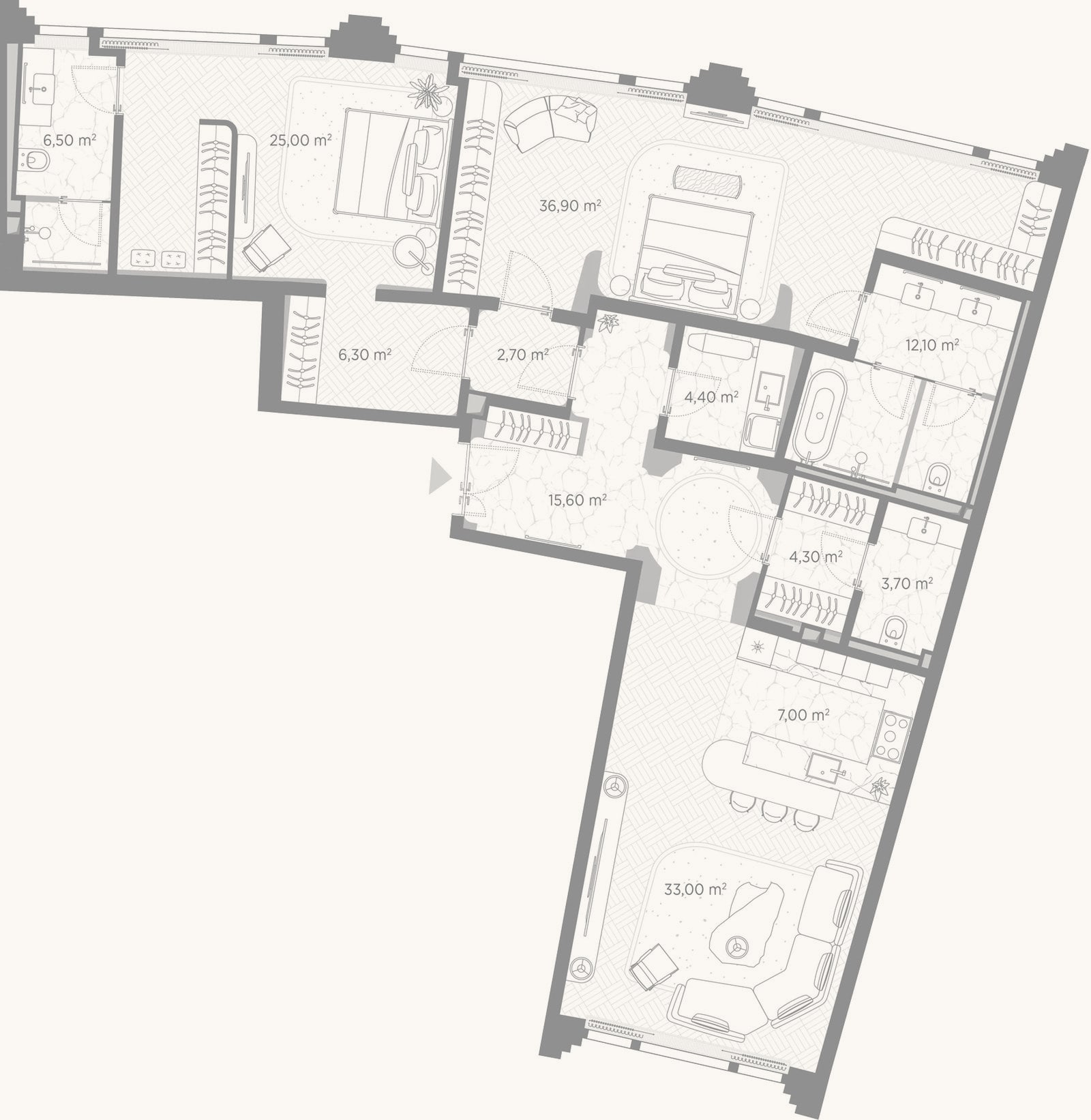 Планировка: 3-к, 157,5 м²