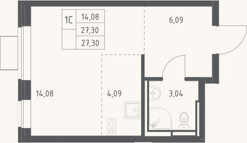 Планировка: Студия, 27,3 м²