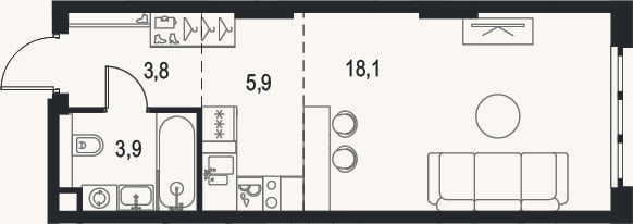 Планировка: Студия, 31,7 м²