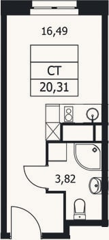 Планировка: Студия, 20,3 м²