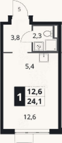 Планировка: Студия, 24,1 м²