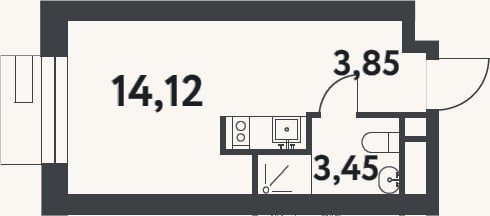 Планировка: Студия, 21,4 м²
