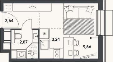 Планировка: Студия, 19,4 м²