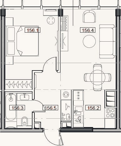 Планировка: 2-к, 43,9 м²