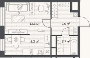Планировка: Студия, 32,3 м²