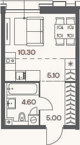 Планировка: Студия, 25 м²