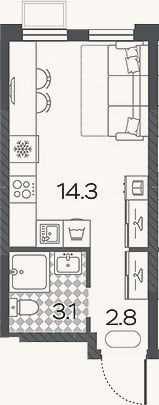 Планировка: Студия, 20,2 м²
