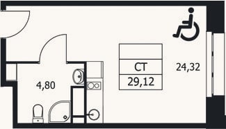 Планировка: Студия, 29,1 м²