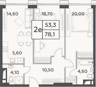 Планировка: 3-к, 78,1 м²