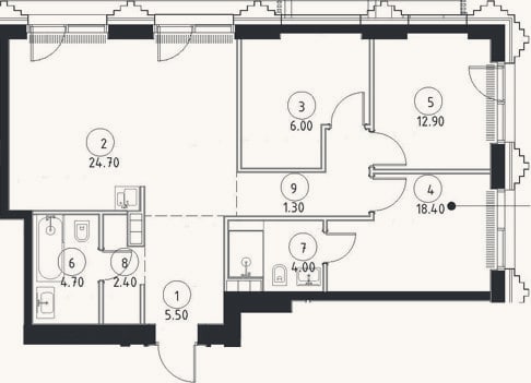 Планировка: 4+ к, 79,9 м²