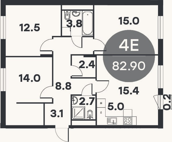 Планировка: 4+ к, 81,7 м²