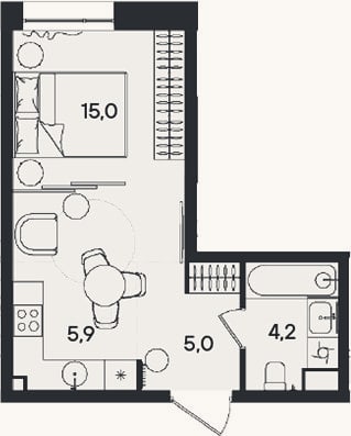 Планировка: Студия, 30,1 м²
