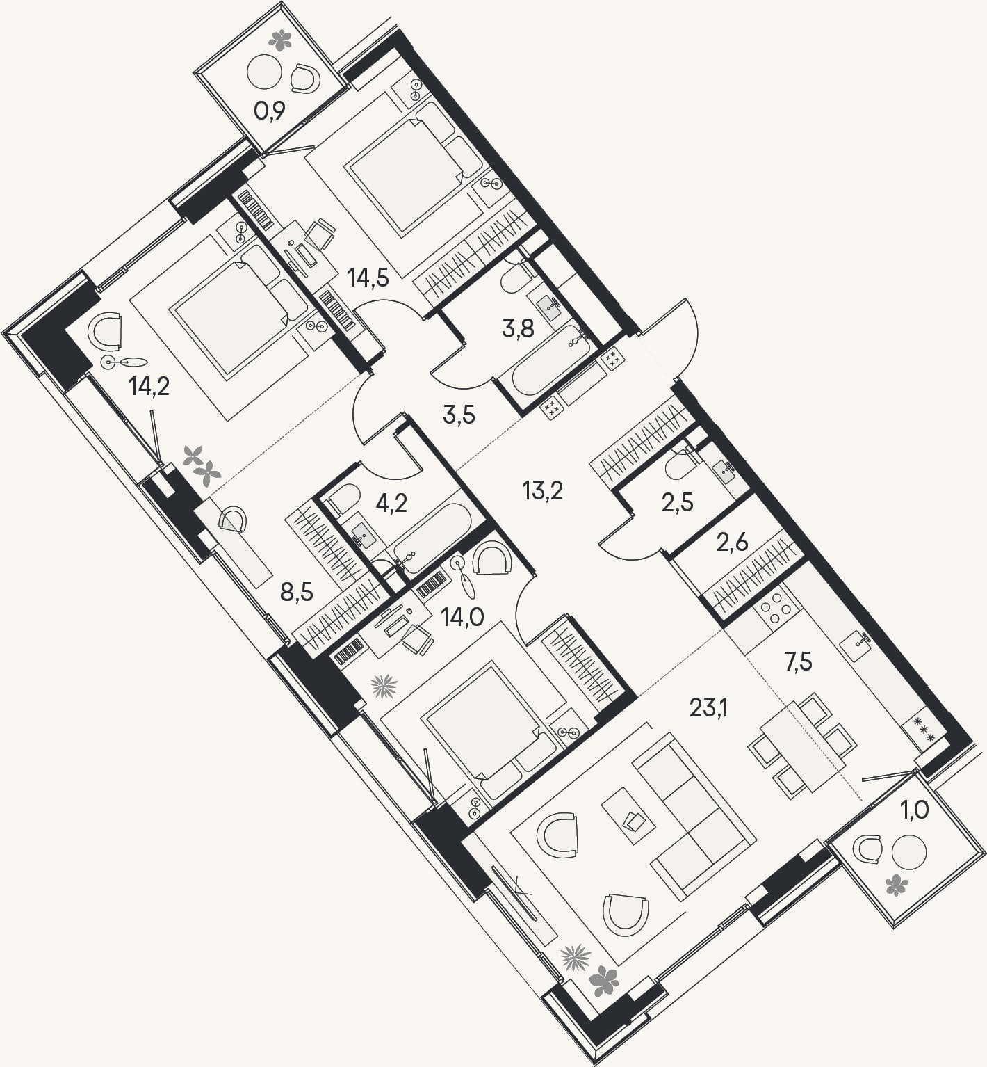 Планировка: 4+ к, 111,6 м²