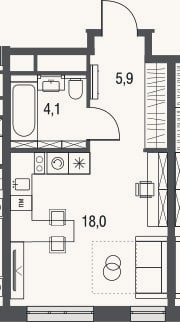 Планировка: Студия, 28 м²