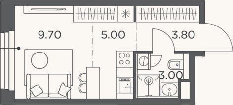 Планировка: Студия, 21,5 м²