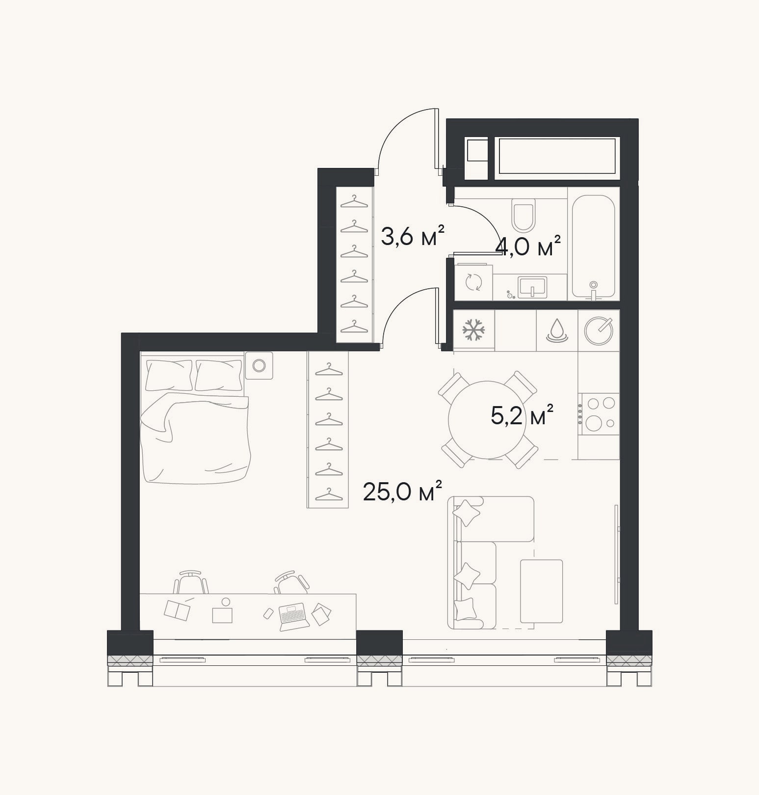 Планировка: Студия, 37,8 м²
