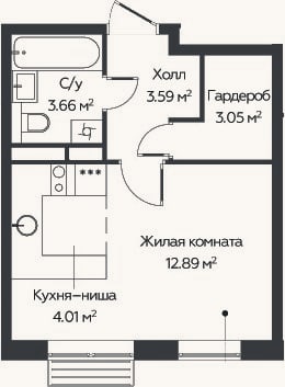 Планировка: Студия, 27,2 м²