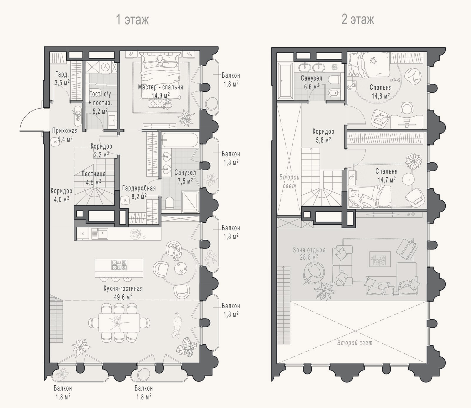 Планировка: 4+ к, 152,5 м²
