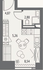 Планировка: Студия, 21,6 м²