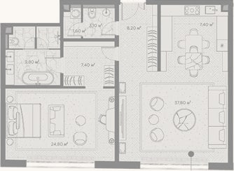 Планировка: 1-к, 100,1 м²
