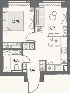 Планировка: 2-к, 38,6 м²