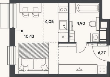 Планировка: Студия, 25,7 м²