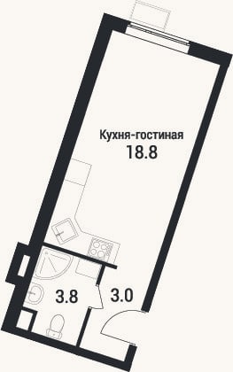 Планировка: Студия, 25,6 м²