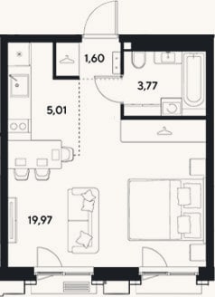 Планировка: Студия, 30,4 м²
