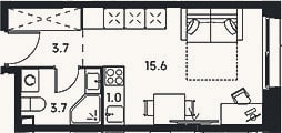 Планировка: Студия, 24 м²