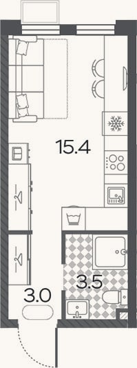 Планировка: Студия, 21,9 м²